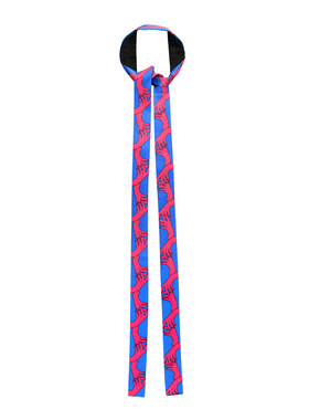 GLee rainbow蓝色复古手势真丝双面拼色印花细丝巾