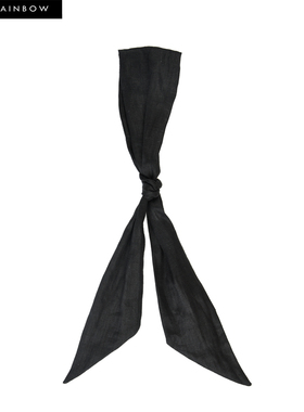 GLEE RAINBOW经典黑色日本麻料简约短丝巾 可绑头巾 男女通用