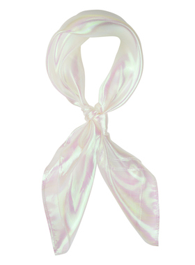 GLEE RAINBOW白色镭射闪光亮丝BLINGLING方巾头巾 60X60CM