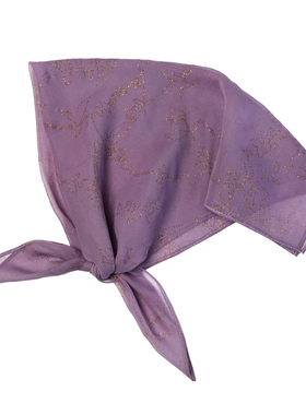 GLEE RAINBOW 雾紫色烫钻真丝乔其纱超薄性感方巾 透视头巾丝巾