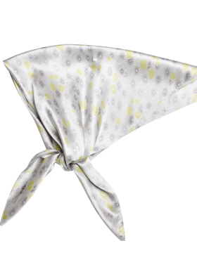 Glee rainbow银白珍珠缎蒲公英印花真丝造型方巾头巾