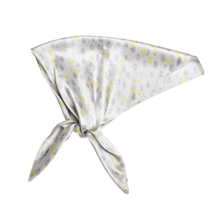 Glee rainbow银白珍珠缎蒲公英印花真丝造型方巾头巾