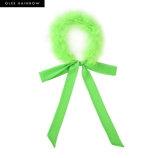 GLEE RAINBOW粉嫩绿色毛绒绒可爱仙女发带 围脖丝巾choker