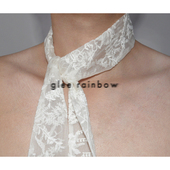 Glee rainbow白色刺绣真丝欧根纱透视性感仙气骚粉色流苏丝巾围巾