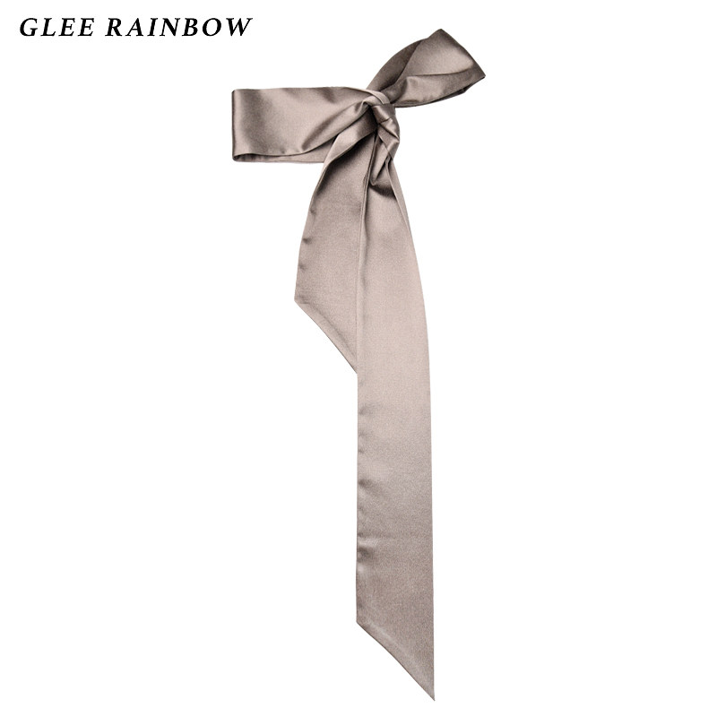 Glee rainbow重磅金属灰高级质感真丝波纹缎时髦丝巾围巾