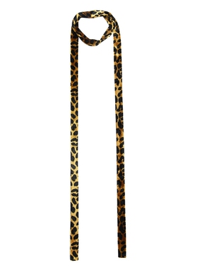 GLee rainbow金咖色豹纹真丝绒时髦细丝巾