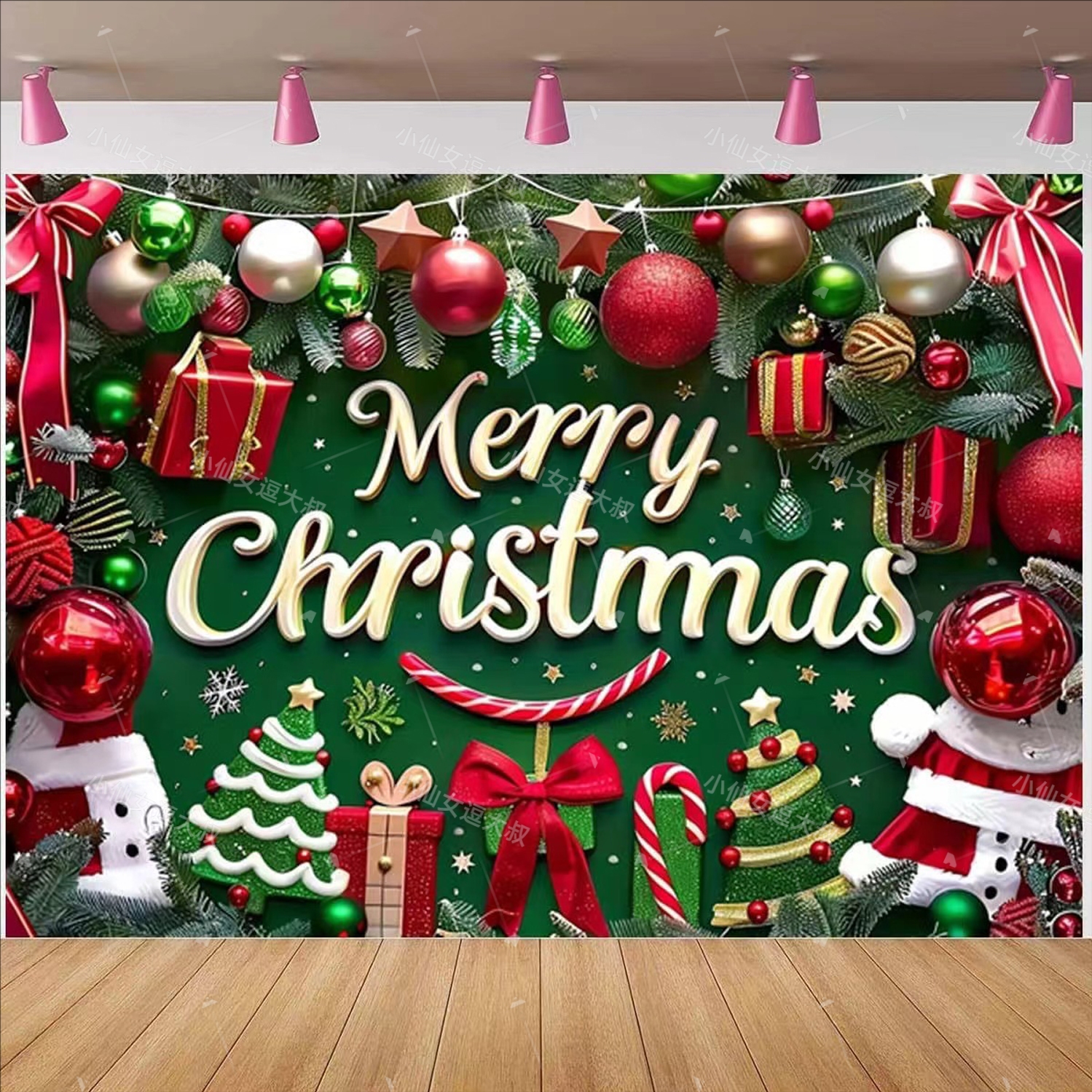 Merry Christmas 背景布圣诞节装饰布 ins挂布商场学校超大号幕布