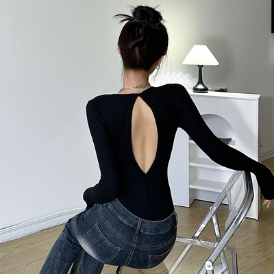 长袖纯色简约棉质连体衣女装