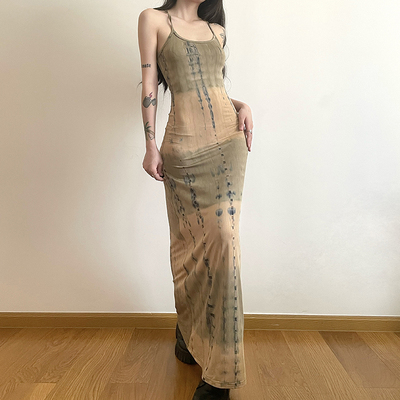 海边度假印染吊带连衣裙