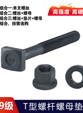 12.9级T型螺丝高强度方头螺栓t型模具压板合金钢螺杆M16M20M24