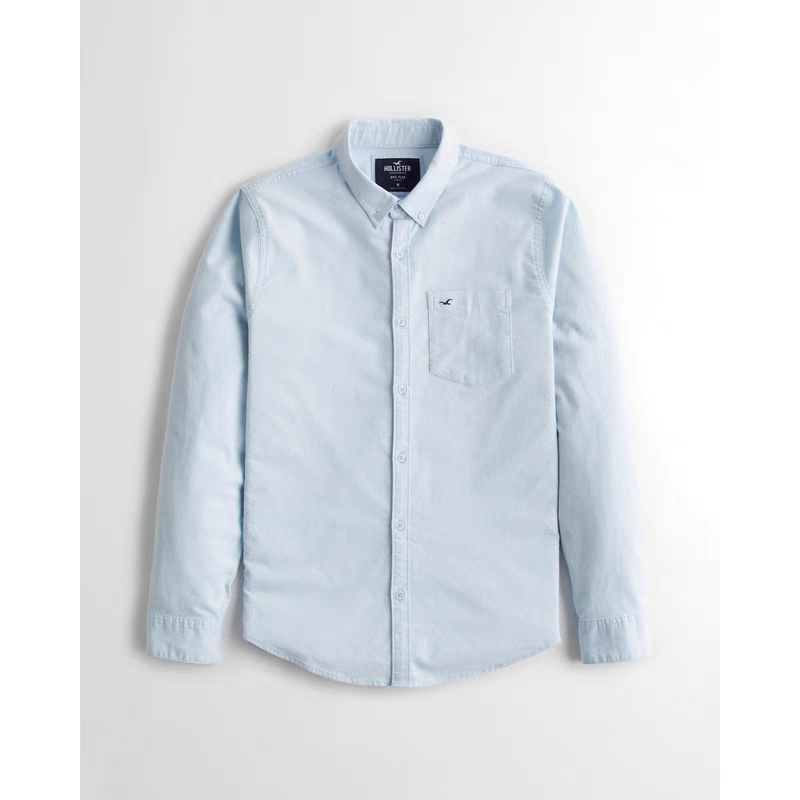 正品必保hollister海鸥美式通勤长袖棉质法兰绒纽扣衬衫