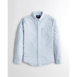 正品必保hollister海鸥美式通勤长袖棉质法兰绒纽扣衬衫