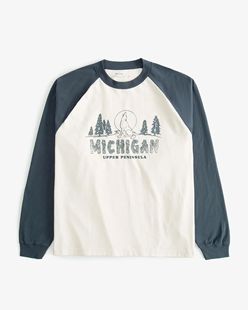 正品必保Hollister经典海鸥情侣宽松重磅打底长袖T恤