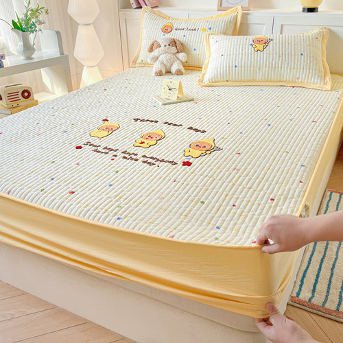 卡通小星星人夹棉床笠单件2026四季通用席梦思床垫保护套儿童床套