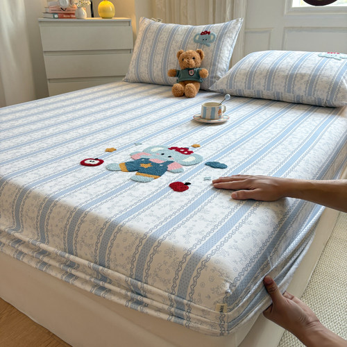 全棉床笠纯棉三件套a类母婴级保护套四季通用榻榻米180cmx200单件