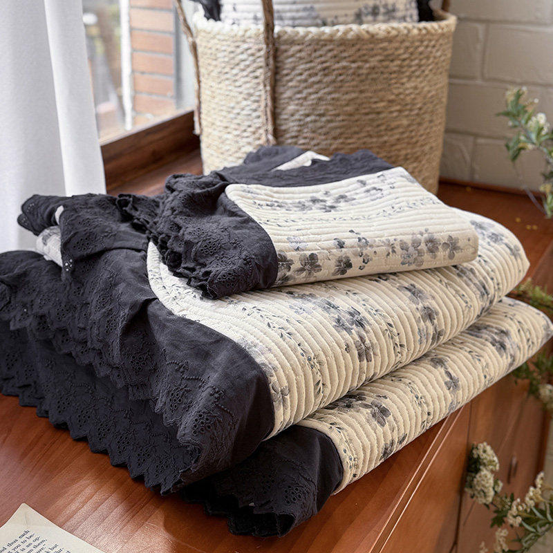 床盖三件套2026新款韩版全棉纯棉花边法式花卉碎花水洗原生态棉麻