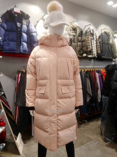 NBA韩国直邮折扣款收腰毛领连帽女士长款鸭绒羽绒服N194DW720P