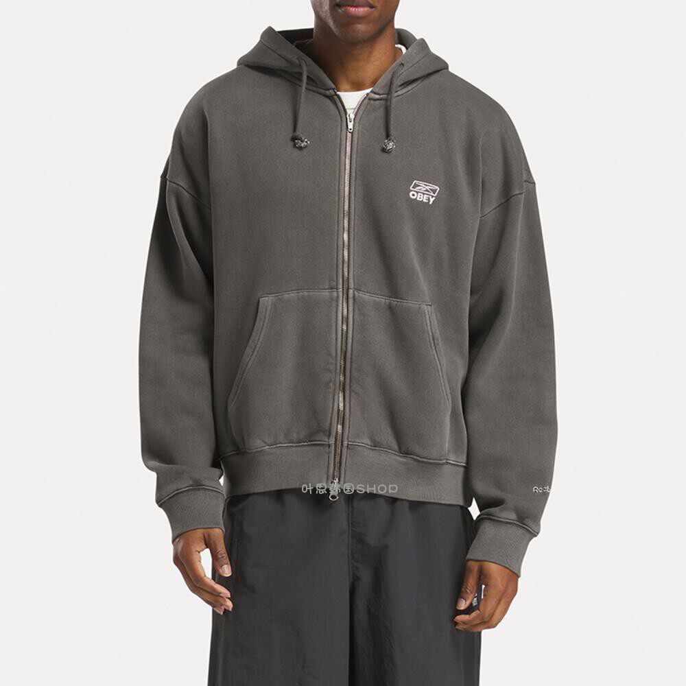 Reebok/锐步X X OBEY ZIP UP联名款男女秋季连帽全拉链运动外套