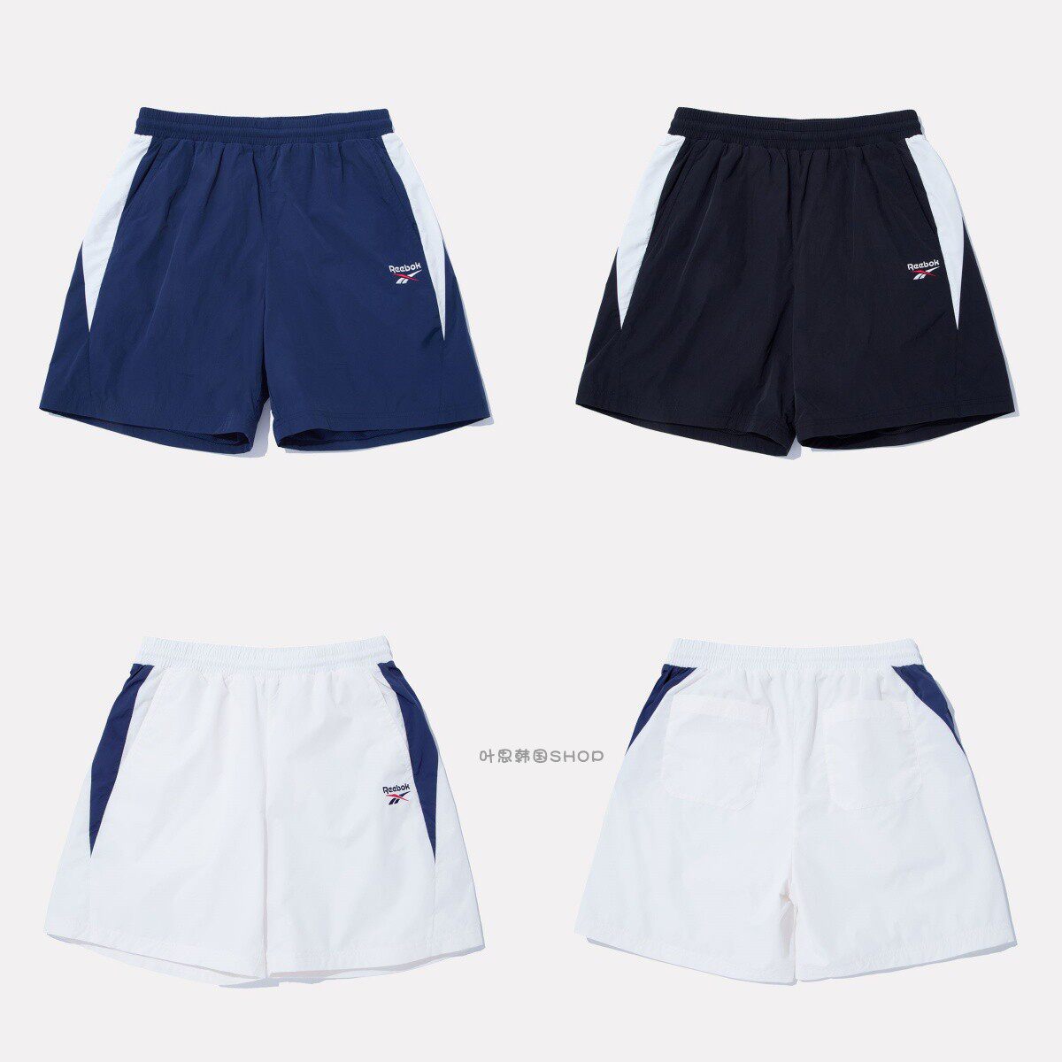 Reebok锐步2026夏季新款男女宽松运动松紧抽绳透气梭织微标短裤