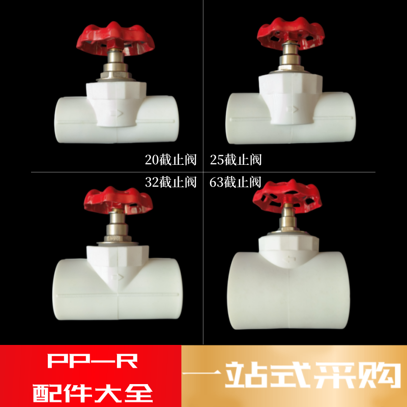 PPR白色热熔升降截止阀/阀芯(卡簧式)