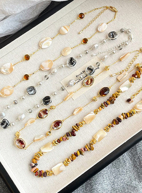 鲍鱼贝珠项链秋冬百搭毛衣链轻奢高级感项链复古优雅小众设计配饰