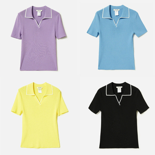 慵懒 茉莉雅集 精致干爽日本纱POLO领针织套衫 WZT07067