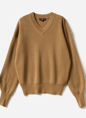 *WZT06231 茉莉雅集 @gn*0n@意大利全羊绒元宝针坑条V领针织套衫