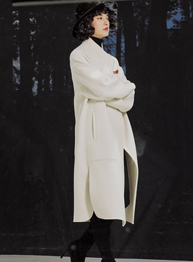 *WDY05021茉莉雅集H家意大利90羊毛10羊绒双面呢皮包扣长短款大衣