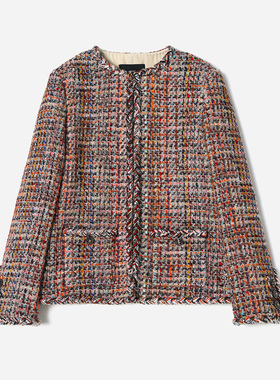 WWT06184 茉莉雅集  意大利香*风羊毛编织花呢羽衣霓裳外套