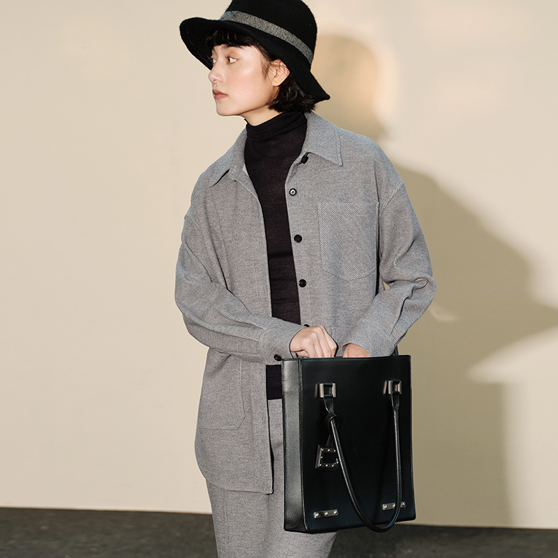 *WWT04022 茉莉雅集 日本精纺羊毛双面肌理工装衬衫式外套锥形裤