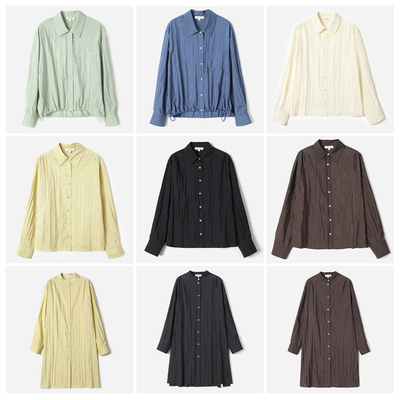 *WCS08158 茉莉雅集 J*S日本料低调珍珠光泽含真丝落肩长袖衬衫