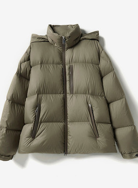 *WYR06074 M0ncl*r轻柔无负担防水拼皮连帽可追溯95白鹅绒羽绒服