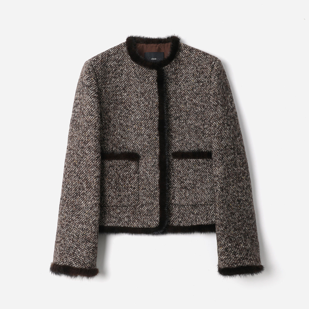 *WWT08295 茉莉雅集 香*风圆领貂毛长袖短外套女,女装/女士精品,短外套,淘宝优惠券,粉丝福利购,淘宝优惠卷