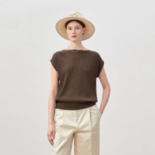 夏日琴弦凉爽冰丝星光纱一字肩盖袖 茉莉雅集 针织套衫 WZT08103