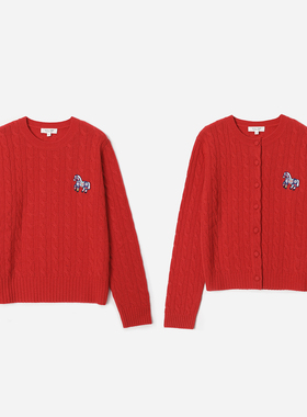 WZT08327  E*尔多斯经典绞花KVSS全羊绒旋转木马刺绣针织套衫