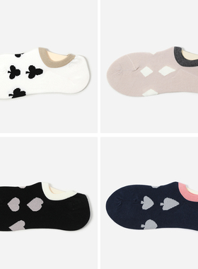 WSP08031 茉莉雅集 组合不选色 趣味减龄扑克牌提花棉防滑船袜