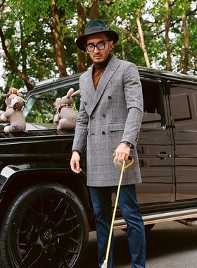 茉莉雅集 MDY04003威尔士亲王格意大利羊毛羊绒大衣男士