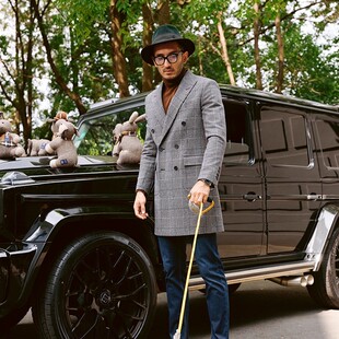 茉莉雅集 MDY04003威尔士亲王格意大利羊毛羊绒大衣男士