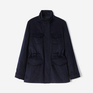 WWT08250 L*P重塑气场利落立领意大利全山羊绒内绗棉旅行者外套