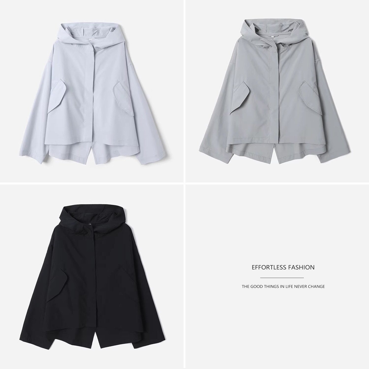 #WWT08290 茉莉雅集 J*S城市漫游防风防水飒感连帽廓形风衣外套