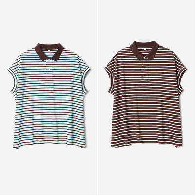 *WTX08168 茉莉雅集 复古学院风干爽透气珠地棉POLO领盖袖T恤春夏