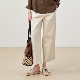 C舒适挺括高支细腻棉弹单褶大容量萝卜裤 女 WKZ07079茉莉雅集