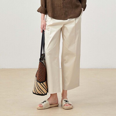 *WKZ07079茉莉雅集 I*C舒适挺括高支细腻棉弹单褶大容量萝卜裤女