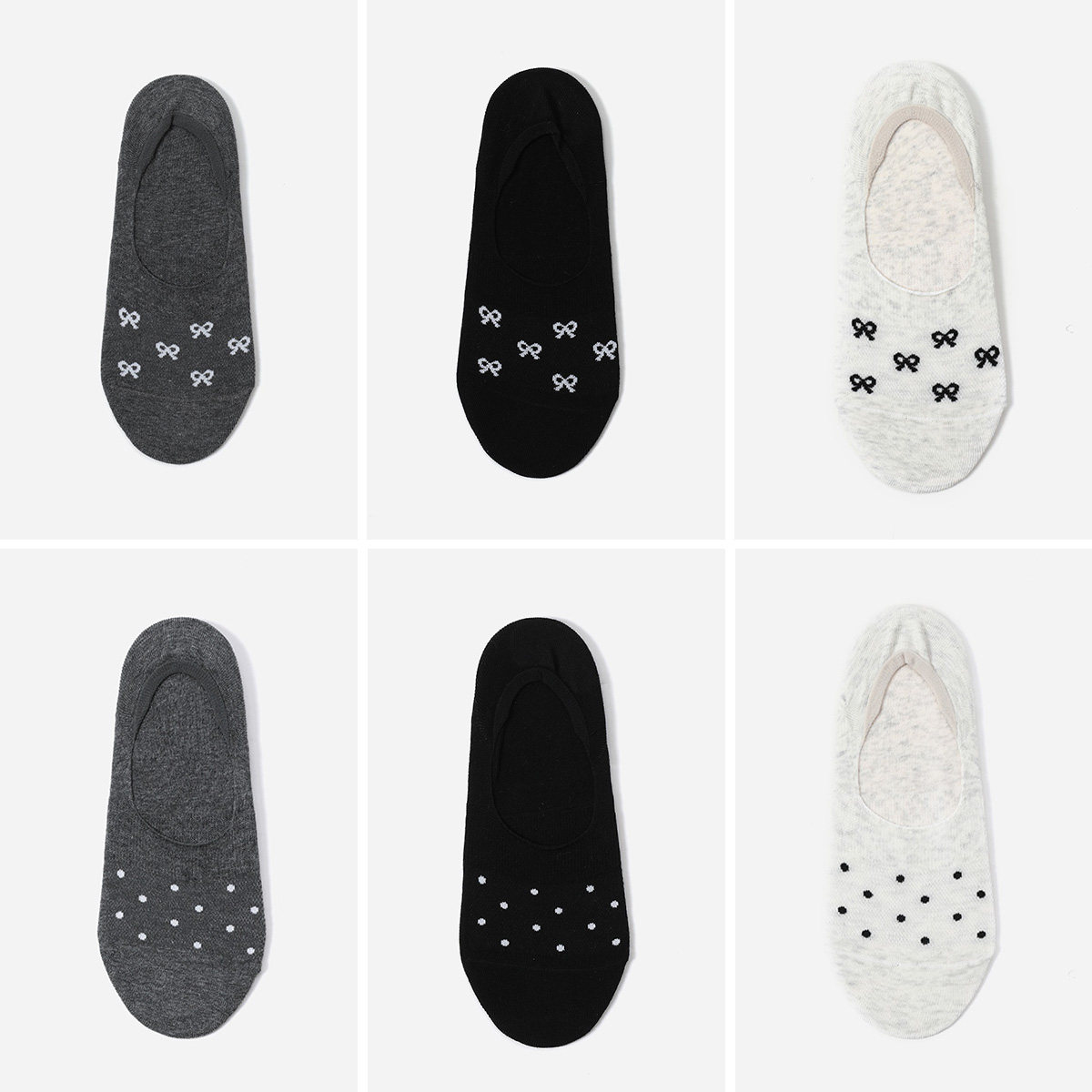 WSP08029 茉莉雅集 减龄优雅蝴蝶结波点提花高支棉防滑隐形船袜