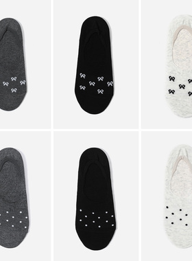 WSP08029 茉莉雅集 减龄优雅蝴蝶结波点提花高支棉防滑隐形船袜