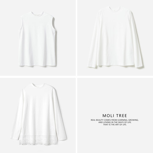 万能叠穿四季无袖背心长袖T恤女