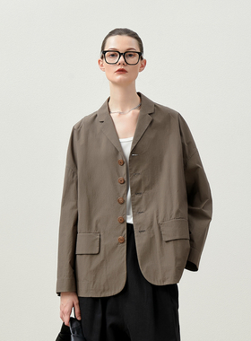 * WKZ07180 M*H*L可机洗全棉休闲宽松随性西装松紧腰阔腿裤女