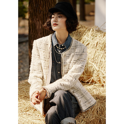 *WWT06098  茉莉雅集 黑白巧千层香*风意大利空运羊毛混纺外套女