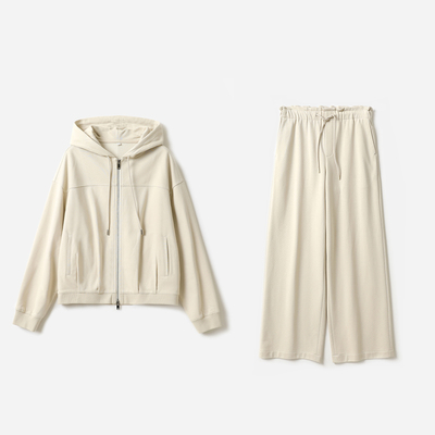 *WWT07319 茉莉雅集 D*V*N薄款细毛圈高支棉卫衣外套直筒裤卫裤