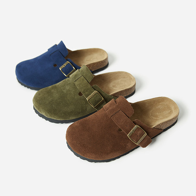 *EL06018 茉莉雅集 自然随性丝光牛猄皮舒适绒面半拖勃肯鞋女